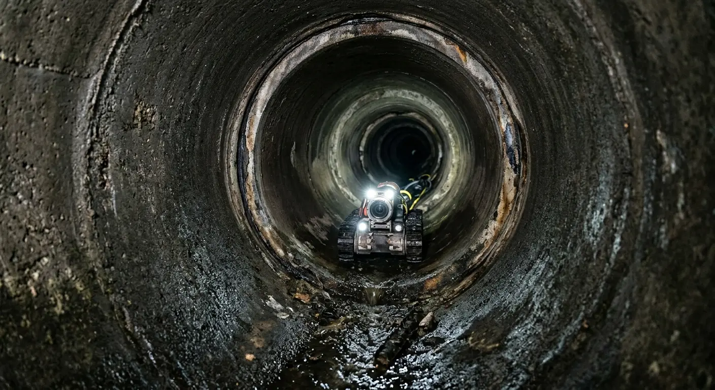 Robotic sewer camera inspecting pipe interior for Drain Snake Service in Palos Verdes Estates